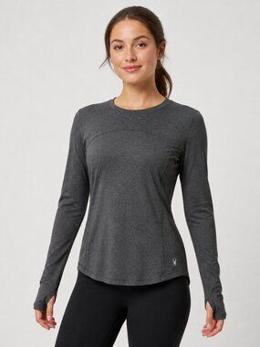 Spyder Active Women's Gray Long Sleeve Performance Shirt Size L Stretch